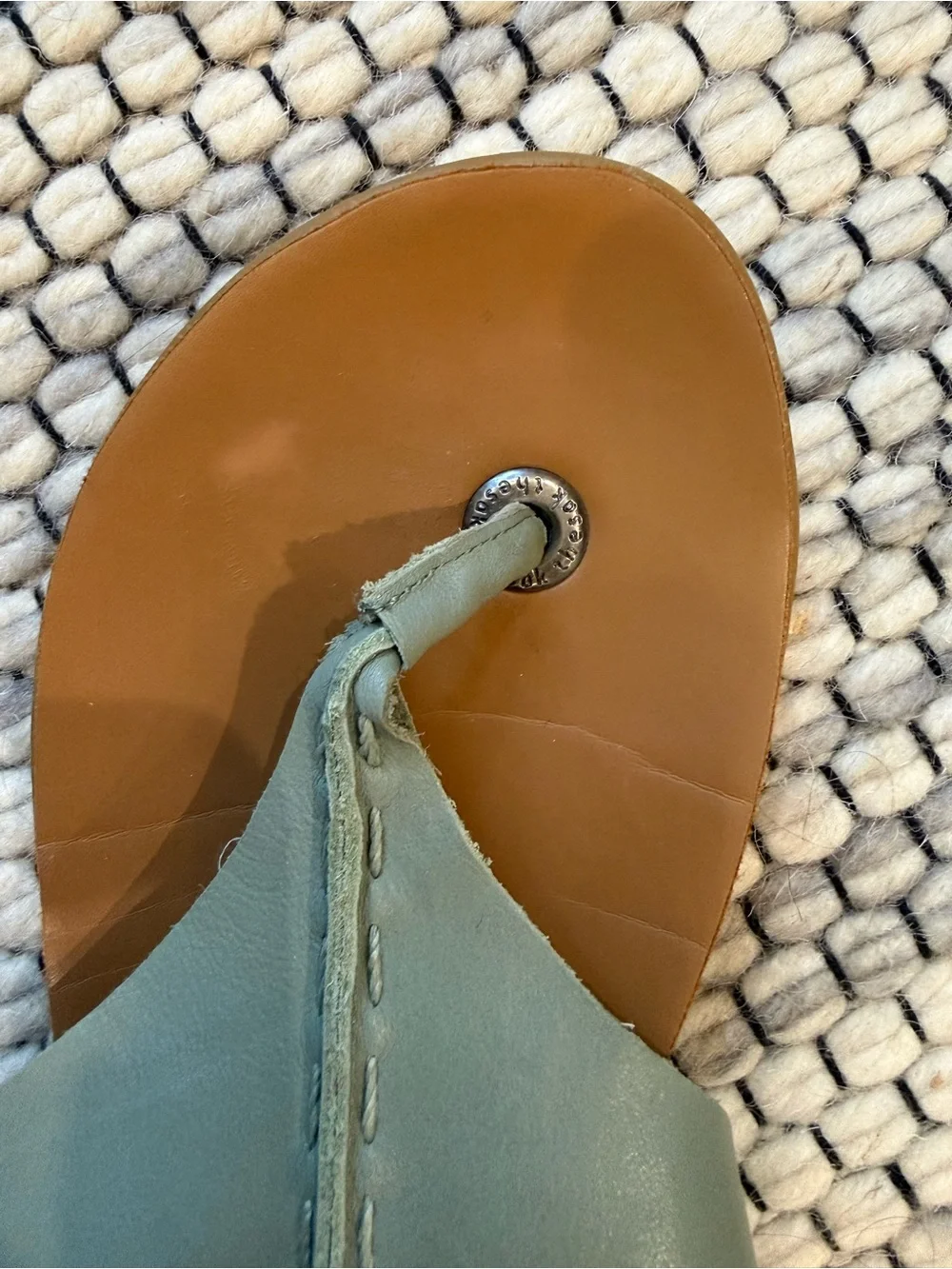The Sak Women’s Leather Thong Sandal in Sage and Tan